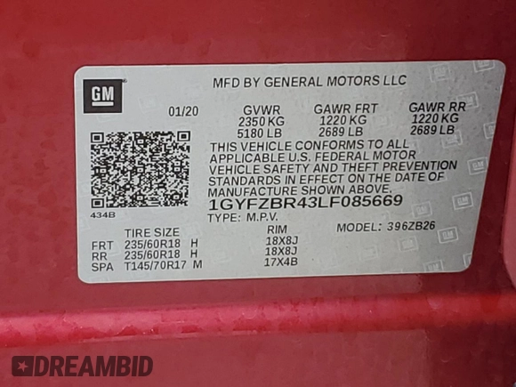 2020 Cadillac XT4 AWD Luxury with VIN 1GYFZBR43LF085669, listed as a Copart auction lot 74160264 with 17,772 mi miles and Non Repairable. Bid and sale history available at carsss.com. Image 13.