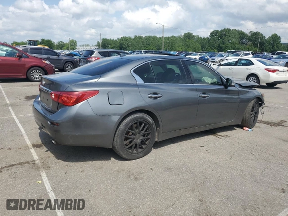 2014 Infiniti Q50 with VIN JN1BV7AP0EM690933, listed as a Copart auction lot 61128185 with 151,552 mi miles and Salvage title. Bid and sale history available at DreamBid. Image 3.