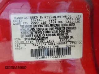 2012 Nissan Sentra SR with VIN 3N1AB6AP3CL652571, listed as a Copart auction lot 63545345 with 95,618 mi miles and Salvage title. Bid and sale history available at DreamBid. Image 12.