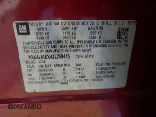 2018 GMC Terrain SLE with VIN 3GKALMEX4JL248415, listed as a Copart auction lot 44220325 with 92,737 mi miles and Salvage Title. Bid and sale history available at carsss.com. Image 14.