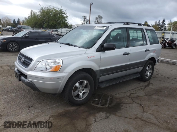 2005 Honda Pilot LX z VIN 2HKYF18195H511883, wystawiony jako Copart lot #53754595 z przebiegiem 269 419 mil mil oraz Szkoda całkowita • Salvage title. Historia ofert i sprzedaży dostępna na DreamBid. Obrazek 1.