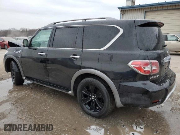 2017 Nissan Armada Platinum with VIN JN8AY2NE4H9704307, listed as a Copart auction lot 85791644 with 79,712 mi miles and Salvage Title. Bid and sale history available at carsss.com. Image 2.