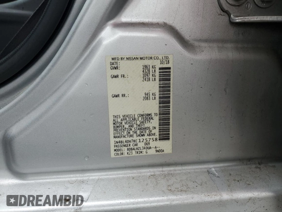 2019 Nissan Altima 2.5 SV with VIN 1N4BL4DV7KC125758, listed as a Copart auction lot 47799055 with 87,846 mi miles and Salvage Title. Bid and sale history available at carsss.com. Image 14.