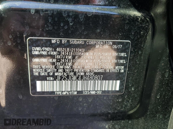 2018 Subaru Forester Touring with VIN JF2SJGWC4JH480807, listed as a Copart auction lot 89293925 with 70,209 mi miles and Clean Title. Bid and sale history available at carsss.com. Image 15.
