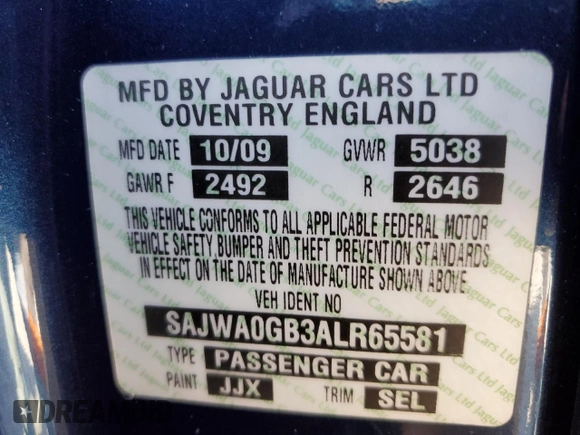 2010 Jaguar XF Premium Luxury with VIN SAJWA0GB3ALR65581, listed as a Copart auction lot 51672425 with 101,591 mi miles and Salvage Title. Bid and sale history available at carsss.com. Image 14.