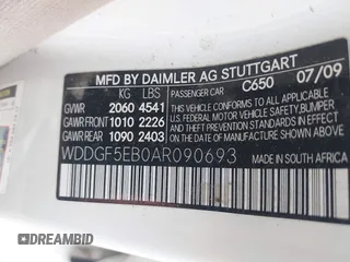 2010 Mercedes-Benz C 300 Sport with VIN WDDGF5EB0AR090693, listed as a IAAI auction lot 42583002 with 86,008 mi miles and . Bid and sale history available at DreamBid. Image 9.