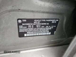 2017 BMW 3 Series 330i xDrive z VIN WBA8D9G50HNU59764, wystawiony jako Copart lot #54645245 z przebiegiem 88 442 mil mil oraz Szkoda całkowita • Salvage title. Historia ofert i sprzedaży dostępna na DreamBid. Obrazek 12.