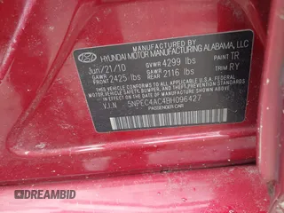 2011 Hyundai Sonata Limited z VIN 5NPEC4AC4BH096427, wystawiony jako IAAI lot #42481650 z przebiegiem 114 405 mil mil oraz . Historia ofert i sprzedaży dostępna na DreamBid. Obrazek 9.