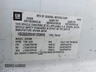 2005 Chevrolet Express Cargo Van with VIN 1GCGG25V451259439, listed as a IAAI auction lot 42117659 with 109,763 mi miles. Bid and sale history available at carsss.com. Image 9.