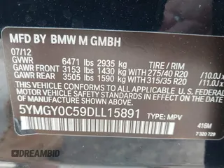 2013 BMW X5 M z VIN 5YMGY0C59DLL15891, wystawiony jako IAAI lot #41851131 z przebiegiem 96 184 mil mil oraz . Historia ofert i sprzedaży dostępna na DreamBid. Obrazek 9.