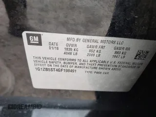 2016 Chevrolet Malibu LS with VIN 1G1ZB5ST4GF198491, listed as a IAAI auction lot 42523710 with 109,313 mi miles and . Bid and sale history available at DreamBid. Image 9.