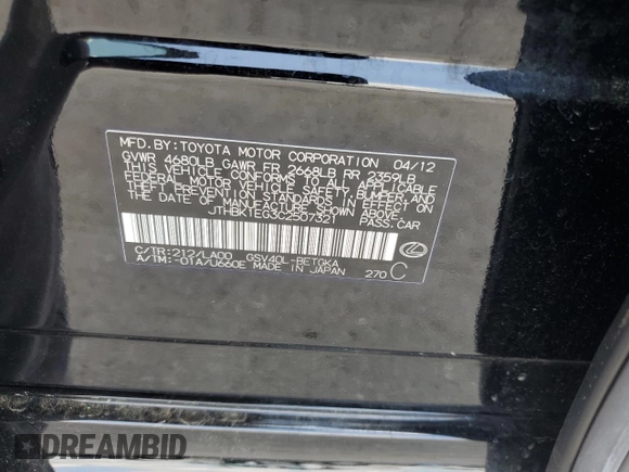 2012 Lexus ES 330 with VIN JTHBK1EG3C2507321, listed as a Copart auction lot 56945815 with 116,859 mi miles and Clean title. Bid and sale history available at DreamBid. Image 13.