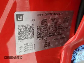 2019 Chevrolet Colorado 2WD Work Truck z VIN 1GCGSBENXK1157749, wystawiony jako Copart lot #54354435 z przebiegiem 91 088 mil mil oraz Nie do naprawy • Non repairable. Historia ofert i sprzedaży dostępna na DreamBid. Obrazek 12.