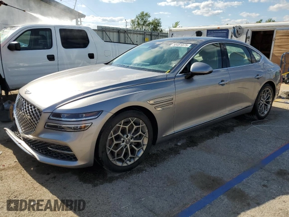 2023 Genesis G80 2.5T with VIN KMTGB4SC8PU142768, listed as a Copart auction lot 58481075 with 41,278 mi miles and Salvage title. Bid and sale history available at DreamBid. Image 1.