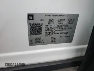 2020 Chevrolet Traverse LT Cloth with VIN 1GNEVGKW6LJ185582, listed as a Copart auction lot 59184425 with 57,148 mi miles and Non repairable. Bid and sale history available at DreamBid. Image 13.