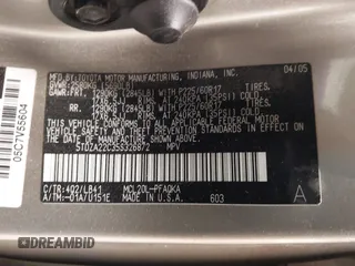 2005 Toyota Sienna XLE with VIN 5TDZA22C35S326872, listed as a IAAI auction lot 41848835 with 199,248 mi miles and . Bid and sale history available at DreamBid. Image 9.