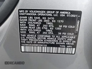 2021 Volkswagen Atlas SE с VIN 1V2WC2CA5MC236132, выставлен на аукционе IAAI как лот 42391621 с пробегом 55 145 миль миль и . История ставок и продаж доступна на DreamBid. Изображение 9.
