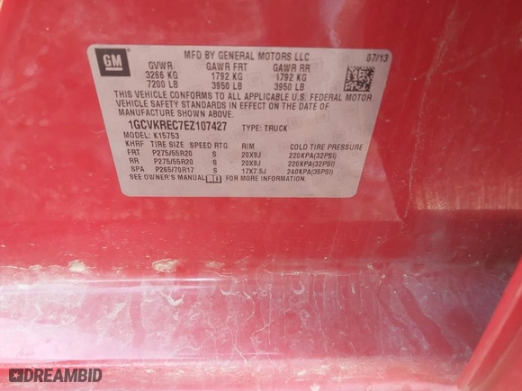 2014 Chevrolet Silverado 1500 LT with VIN 1GCVKREC7EZ107427, listed as a IAAI auction lot 41330419 with 157,932 mi miles. Bid and sale history available at carsss.com. Image 9.