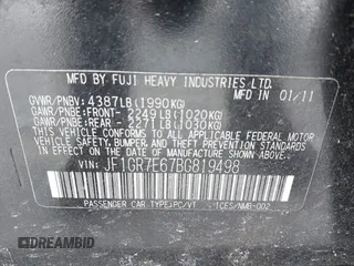 2011 Subaru WRX WRX Limited с VIN JF1GR7E67BG819498, выставлен на аукционе IAAI как лот 41631057 с пробегом 130 285 миль миль и . История ставок и продаж доступна на DreamBid. Изображение 9.