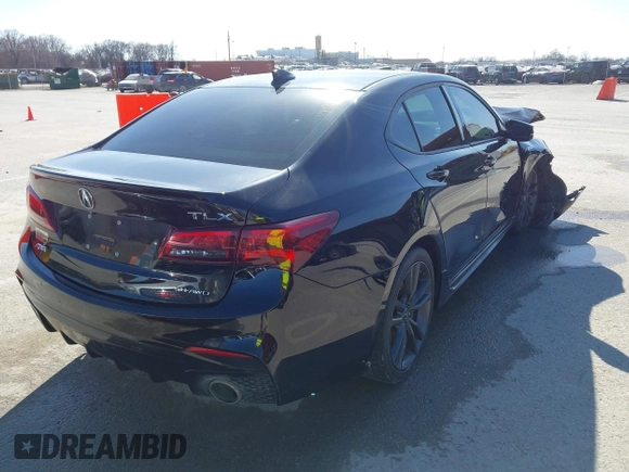 2018 Acura TLX w/A-SPEC Pkg with VIN 19UUB3F63JA004842, listed as a IAAI auction lot 41755857 with 134,777 mi miles. Bid and sale history available at carsss.com. Image 4.