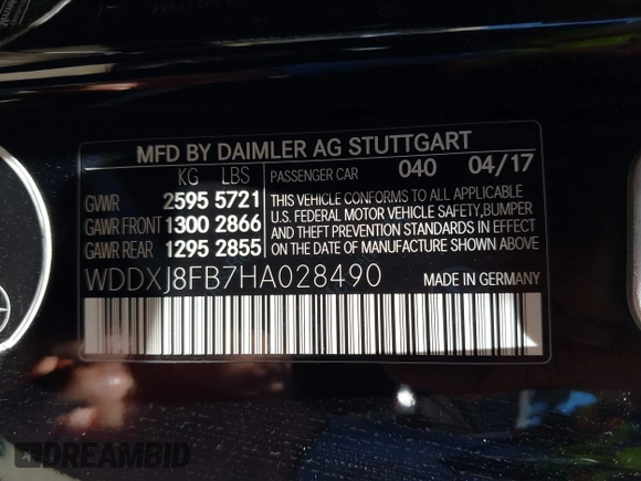 2017 Mercedes-Benz S 550 with VIN WDDXJ8FB7HA028490, listed as a IAAI auction lot 42675954 with 19,756 mi miles and . Bid and sale history available at DreamBid. Image 9.