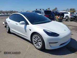 2022 Tesla Model 3 with VIN 5YJ3E1EA3NF294282, listed as a IAAI auction lot 41992046 with 22,383 mi miles. Bid and sale history available at carsss.com. Image 1.