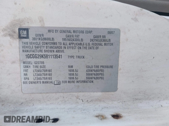 2008 Chevrolet City Express Cargo z VIN 1GCGG29K581113541, wystawiony jako IAAI lot #41686973 z przebiegiem 394 047 mil mil oraz . Historia ofert i sprzedaży dostępna na DreamBid. Obrazek 9.