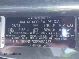 2023 Kia Forte LXS with VIN 3KPF24AD8PE681457, listed as a IAAI auction lot 41622896 with 49,776 mi miles. Bid and sale history available at carsss.com. Image 9.