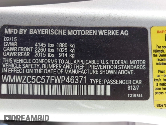 2015 MINI Countryman S z VIN WMWZC5C57FWP46371, wystawiony jako IAAI lot #42214115 z przebiegiem 87 234 mil mil oraz . Historia ofert i sprzedaży dostępna na DreamBid. Obrazek 9.
