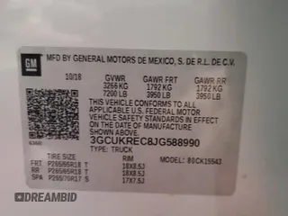 2018 Chevrolet Silverado 1500 LT with VIN 3GCUKREC8JG588990, listed as a Copart auction lot 51463175 with 101,602 mi miles and Salvage Title. Bid and sale history available at carsss.com. Image 13.