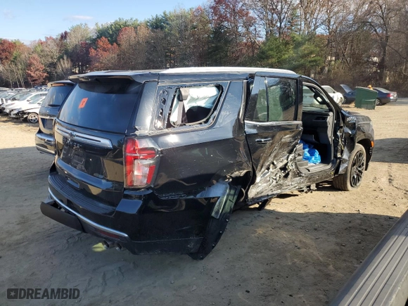 2021 Chevrolet Tahoe High Country with VIN 1GNSKTKL4MR189370, listed as a Copart auction lot 79392694 with 52,247 mi miles and Salvage Title. Bid and sale history available at carsss.com. Image 3.