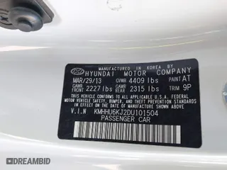 2013 Hyundai Genesis Coupe 3.8 R-Spec with VIN KMHHU6KJ2DU101504, listed as a IAAI auction lot 41469836 with 98,779 mi miles. Bid and sale history available at carsss.com. Image 9.