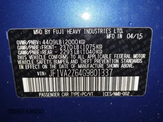 2016 Subaru WRX STI Limited с VIN JF1VA2Z64G9801337, выставлен на аукционе IAAI как лот 42125274 с пробегом 79 297 миль миль и . История ставок и продаж доступна на DreamBid. Изображение 9.