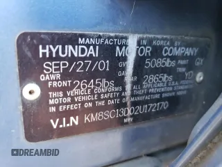 2002 Hyundai Santa Fe GLS with VIN KM8SC13D02U172170, listed as a Copart auction lot 79318804 with 171,221 mi miles and Salvage Title. Bid and sale history available at carsss.com. Image 13.