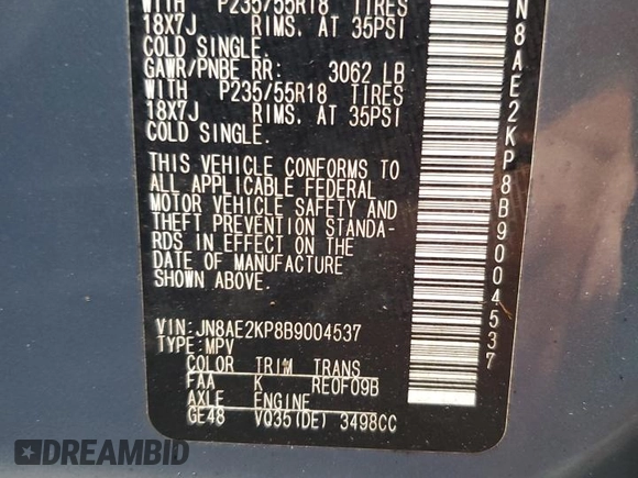 2011 Nissan Quest S with VIN JN8AE2KP8B9004537, listed as a Copart auction lot 74769744 with 98,523 mi miles and Salvage Title. Bid and sale history available at carsss.com. Image 13.