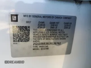 2018 Chevrolet Impala LT with VIN 2G1105S38J9126762, listed as a Copart auction lot 46434925 with 119,357 mi miles and Salvage Title. Bid and sale history available at DreamBid. Image 12.