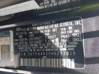 2017 Kia Sorento LX with VIN 5XYPG4A30HG277019, listed as a IAAI auction lot 42101139 with 73,269 mi miles. Bid and sale history available at carsss.com. Image 9.