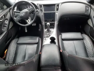 2018 Infiniti Q50 Red Sport 400 with VIN JN1FV7AP7JM461483, listed as a Copart auction lot 49177425 with 115,605 mi miles and Salvage title. Bid and sale history available at DreamBid. Image 8.
