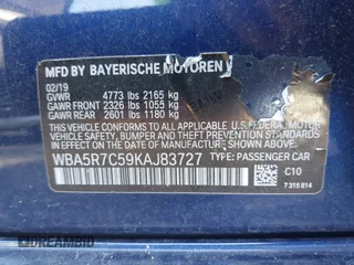 2019 BMW 3 Series 330i xDrive with VIN WBA5R7C59KAJ83727, listed as a IAAI auction lot 42244312 with 69,680 mi miles and . Bid and sale history available at DreamBid. Image 9.