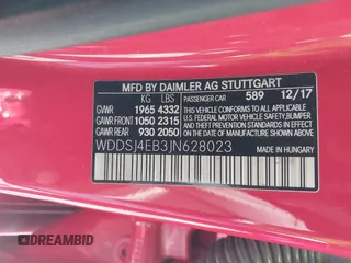 2018 Mercedes-Benz CLA 250 with VIN WDDSJ4EB3JN628023, listed as a IAAI auction lot 42384813 with 110,657 mi miles and . Bid and sale history available at DreamBid. Image 9.
