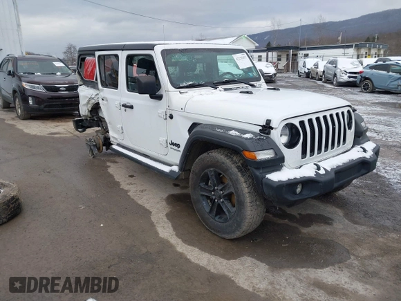 2021 Jeep Wrangler Unlimited Sport Altitude with VIN 1C4HJXDG2MW791599, listed as a IAAI auction lot 41235427 with 47,220 mi miles and . Bid and sale history available at DreamBid. Image 1.