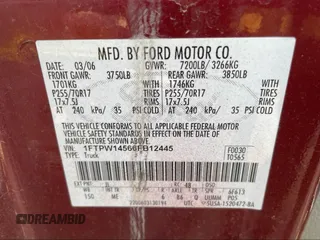 2006 Ford F-150 XLT with VIN 1FTPW14566FB12445, listed as a IAAI auction lot 42081245 with 209,417 mi miles. Bid and sale history available at carsss.com. Image 9.