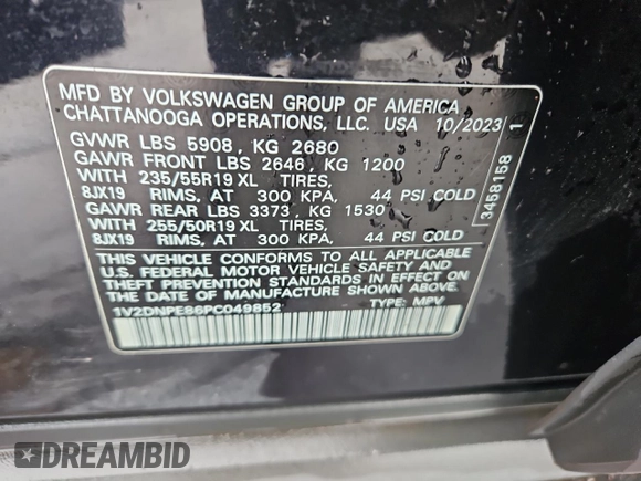 2023 Volkswagen ID.4 Pro z VIN 1V2DNPE86PC049852, wystawiony jako Copart lot #53978385 z przebiegiem 22 598 mil mil oraz Szkody całkowita. Historia ofert i sprzedaży dostępna na DreamBid. Obrazek 13.