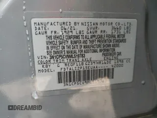 2021 Nissan Kicks SV with VIN 3N1CP5CV9ML519783, listed as a Copart auction lot 51659595 with 35,838 mi miles and Salvage Title. Bid and sale history available at carsss.com. Image 15.