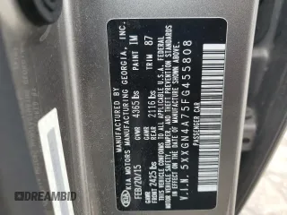 2015 Kia Optima EX with VIN 5XXGN4A75FG455808, listed as a Copart auction lot 60848114 with 130,643 mi miles and Salvage Title. Bid and sale history available at carsss.com. Image 12.