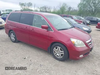 2005 Honda Odyssey EX-L z VIN 5FNRL38775B035466, wystawiony jako IAAI lot #42276902 z przebiegiem 408 337 mil mil oraz . Historia ofert i sprzedaży dostępna na DreamBid. Obrazek 1.