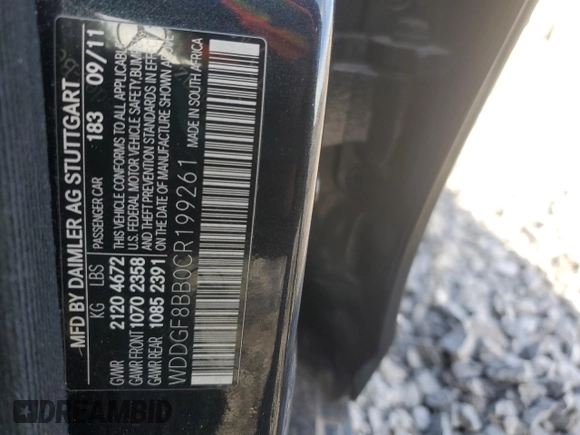 2012 Mercedes-Benz C 300 Sport with VIN WDDGF8BB0CR199261, listed as a Copart auction lot 46902915 with 105,329 mi miles and Salvage title. Bid and sale history available at DreamBid. Image 12.