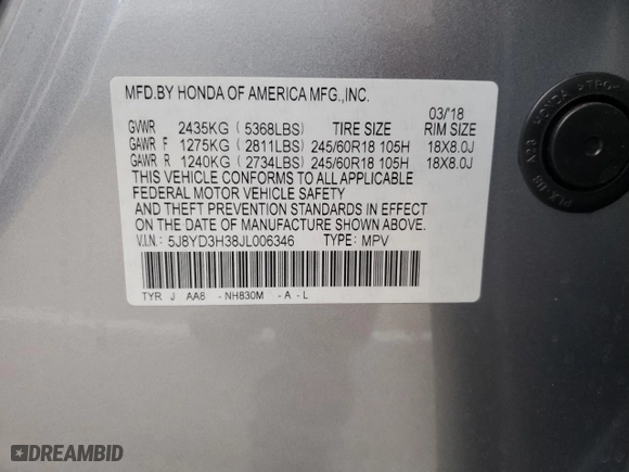 2018 Acura MDX with VIN 5J8YD3H38JL006346, listed as a Copart auction lot 83028434 with 72,773 mi miles and Salvage Title. Bid and sale history available at carsss.com. Image 13.