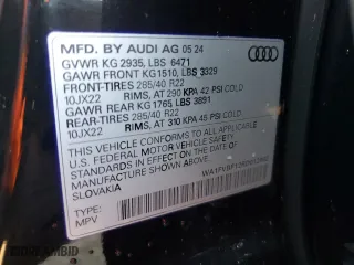 2024 Audi Q8 Prestige with VIN WA1FVBF12RD012982, listed as a Copart auction lot 85753064 with 4,145 mi miles and Salvage Title. Bid and sale history available at carsss.com. Image 16.