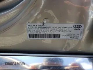 2012 Audi A8 L with VIN WAURVAFD3CN024063, listed as a Copart auction lot 81508834 with 92,002 mi miles and Salvage Title. Bid and sale history available at carsss.com. Image 12.